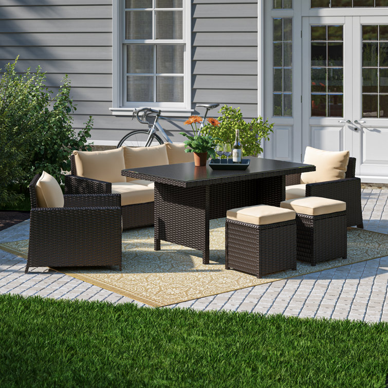Alcott Hill® Zeringue Wicker/Rattan 7 Person Seating Group with
